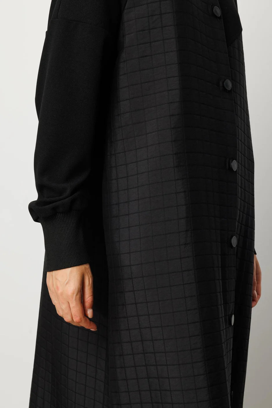 Micca Krep Doku Üst Beden ve Kare Kapitone Jakar Alt Beden Zamansız Mevsimlik Trench