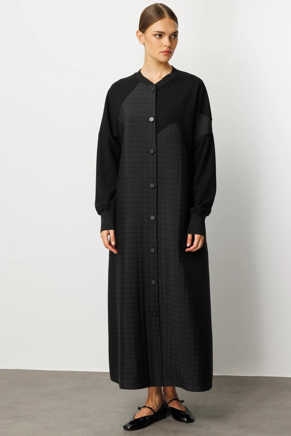 Micca Krep Doku Üst Beden ve Kare Kapitone Jakar Alt Beden Zamansız Mevsimlik Trench