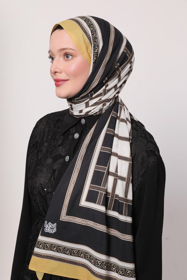 Levid'or Şeritli Varak Desen Love Şal