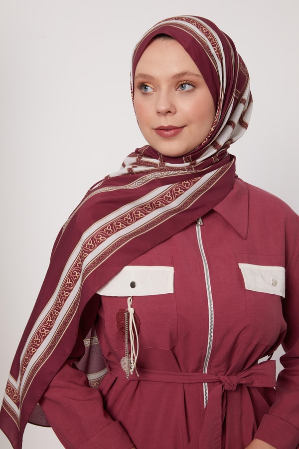 Levid'or Şeritli Varak Desen Love Şal