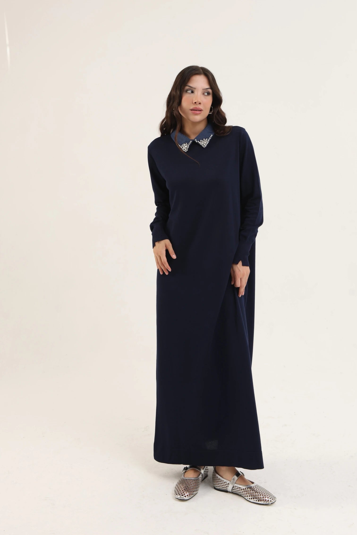 Kot Yaka Merserize Elbise