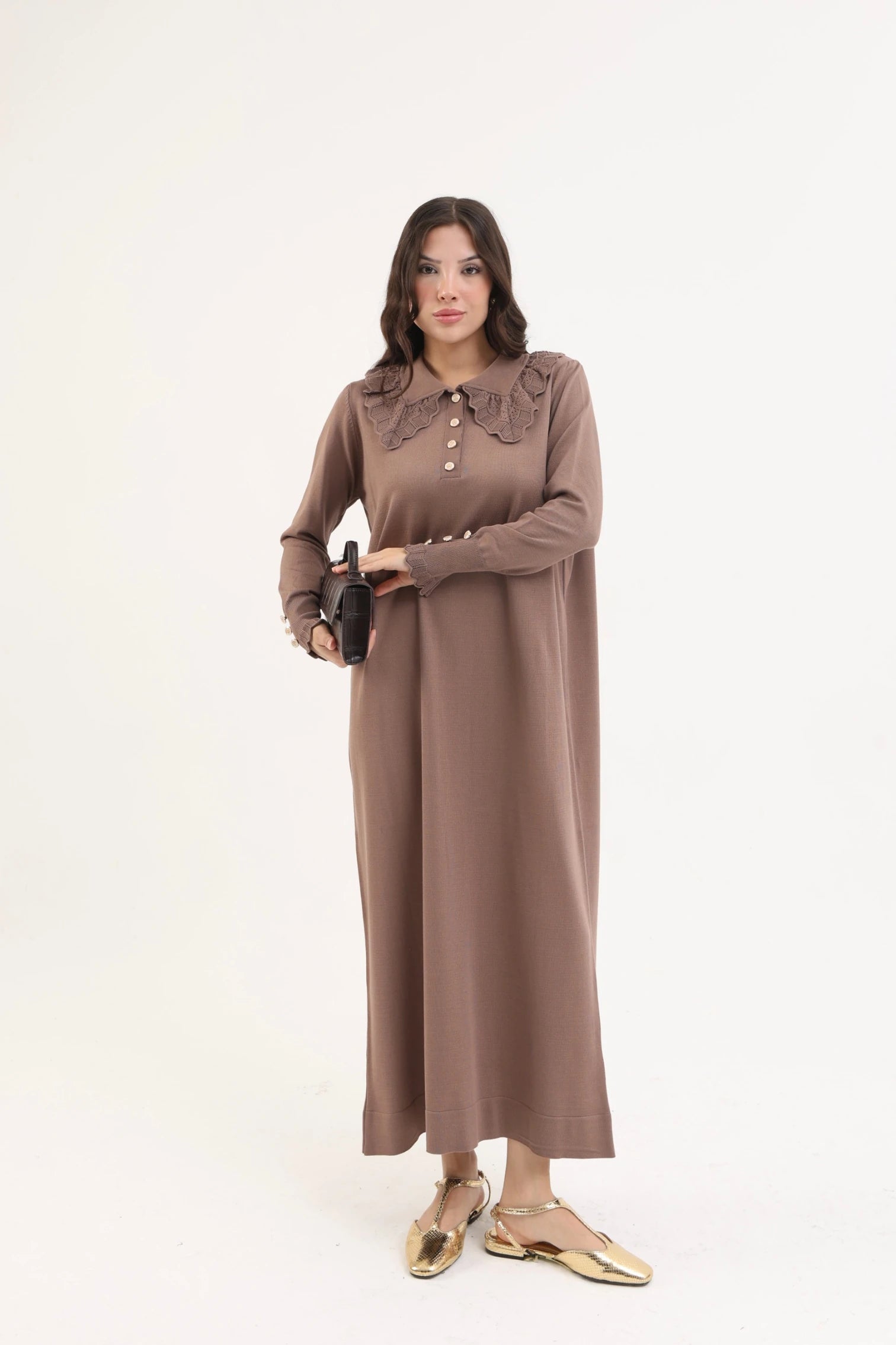 Dantel Yaka Merserize Elbise