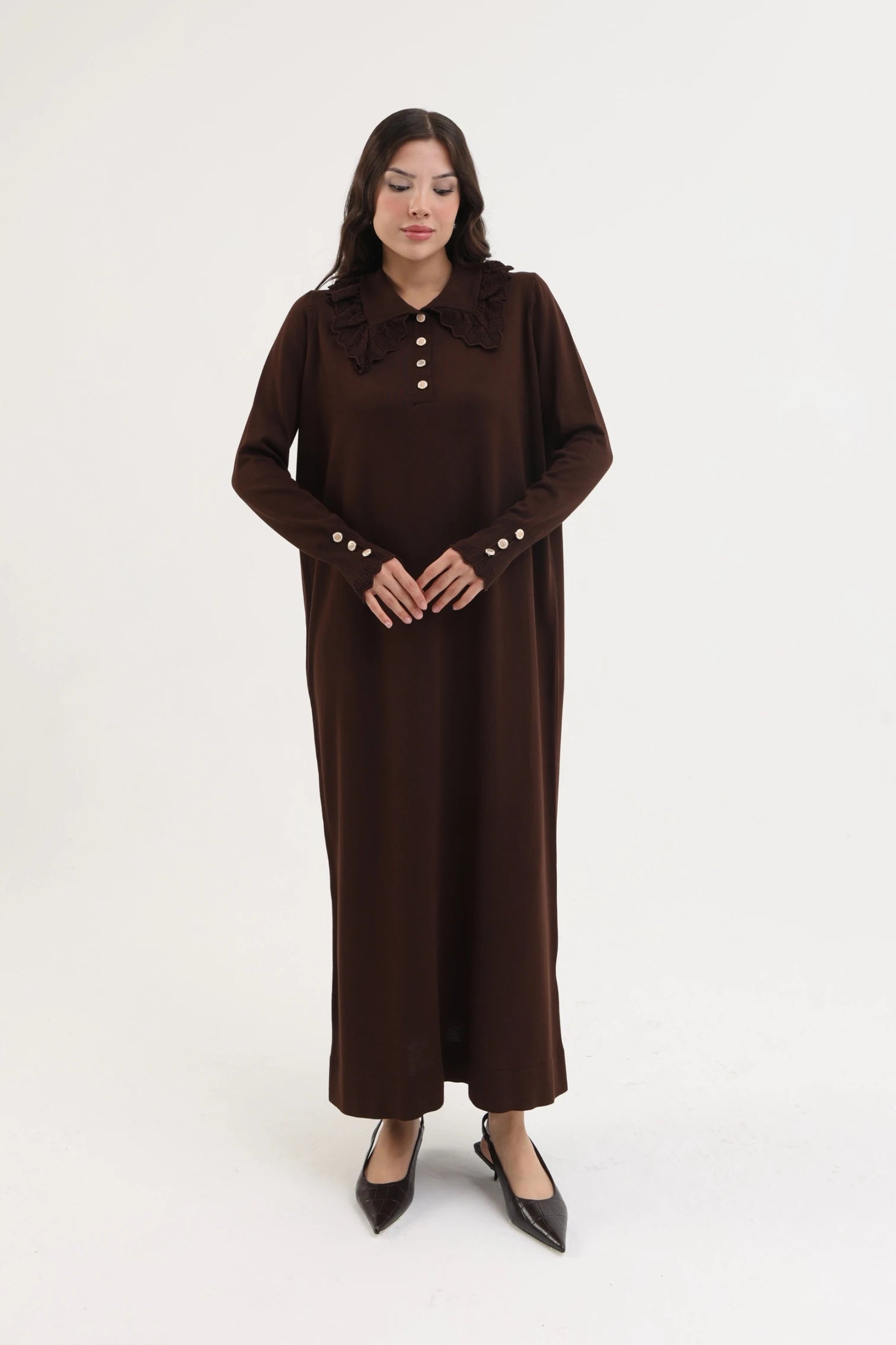 Dantel Yaka Merserize Elbise