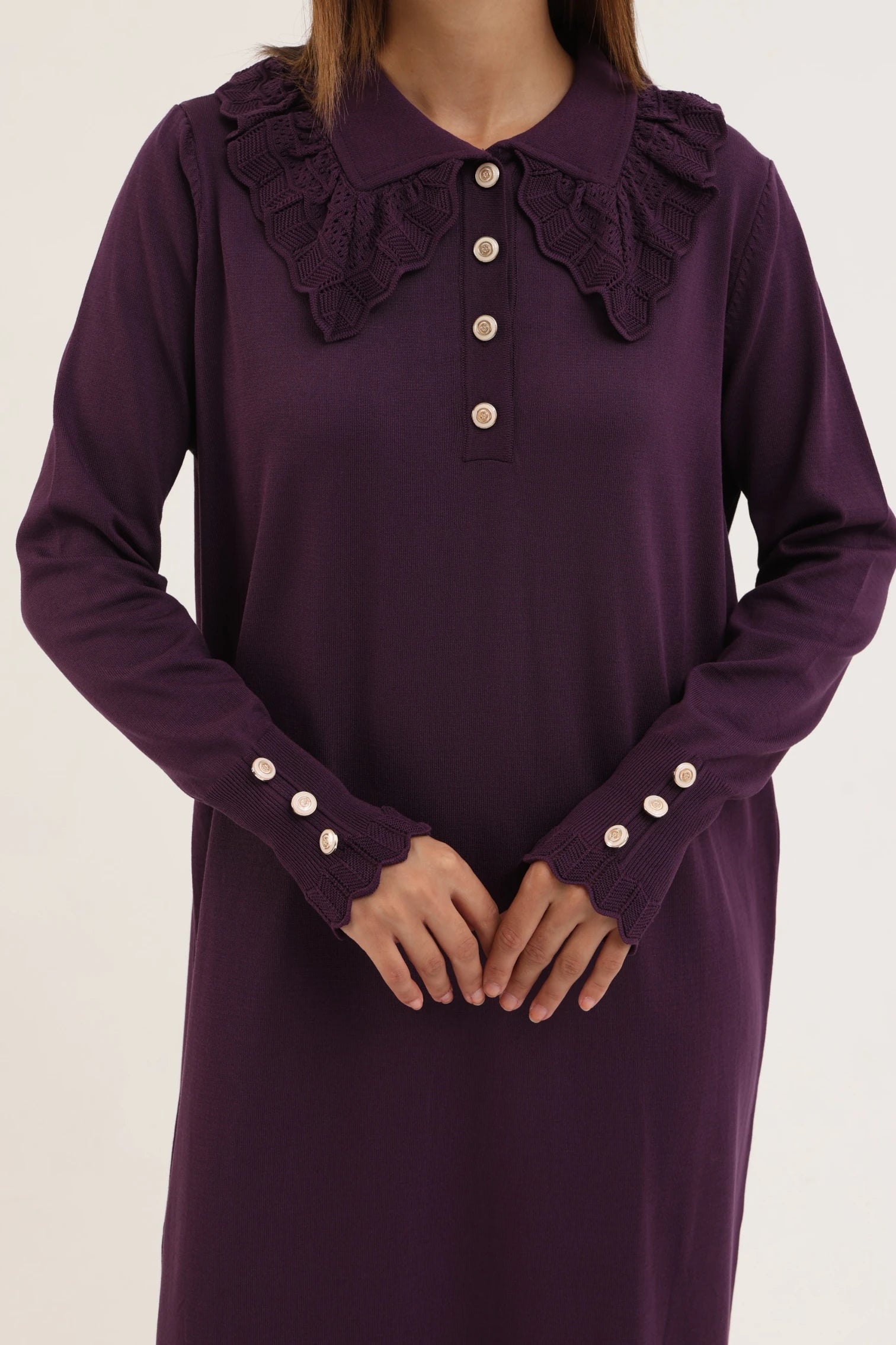 Dantel Yaka Merserize Elbise