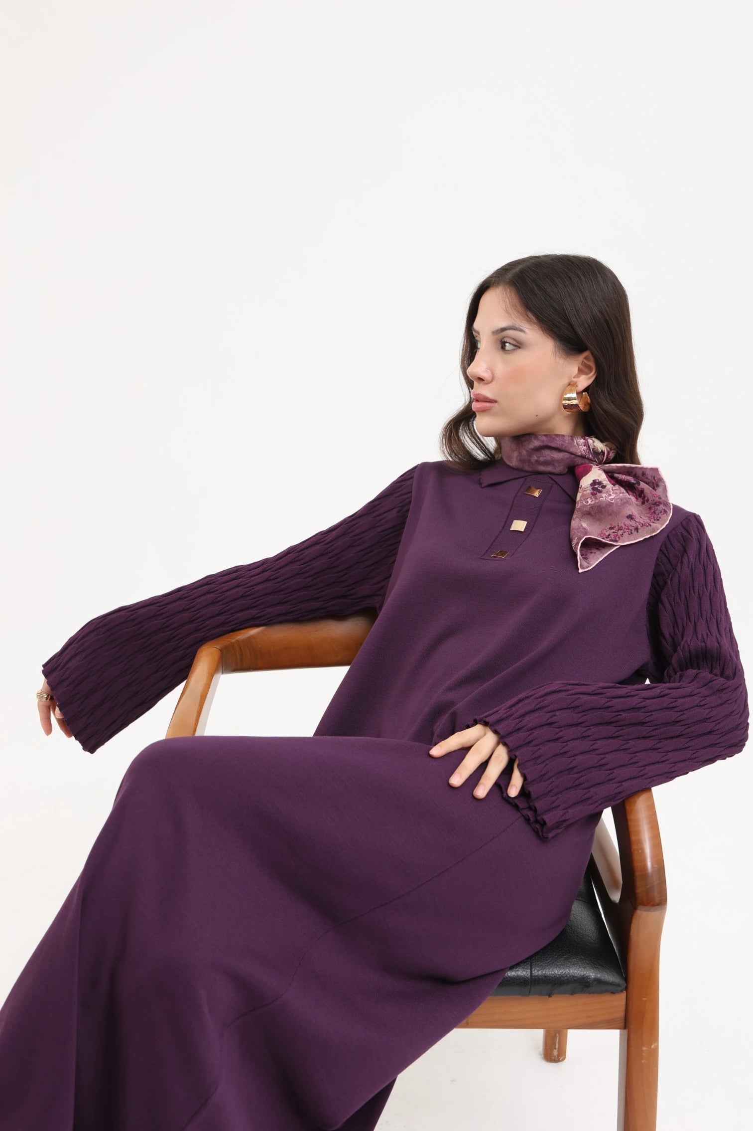 Örme Kol Polo Yaka Merserize Elbise