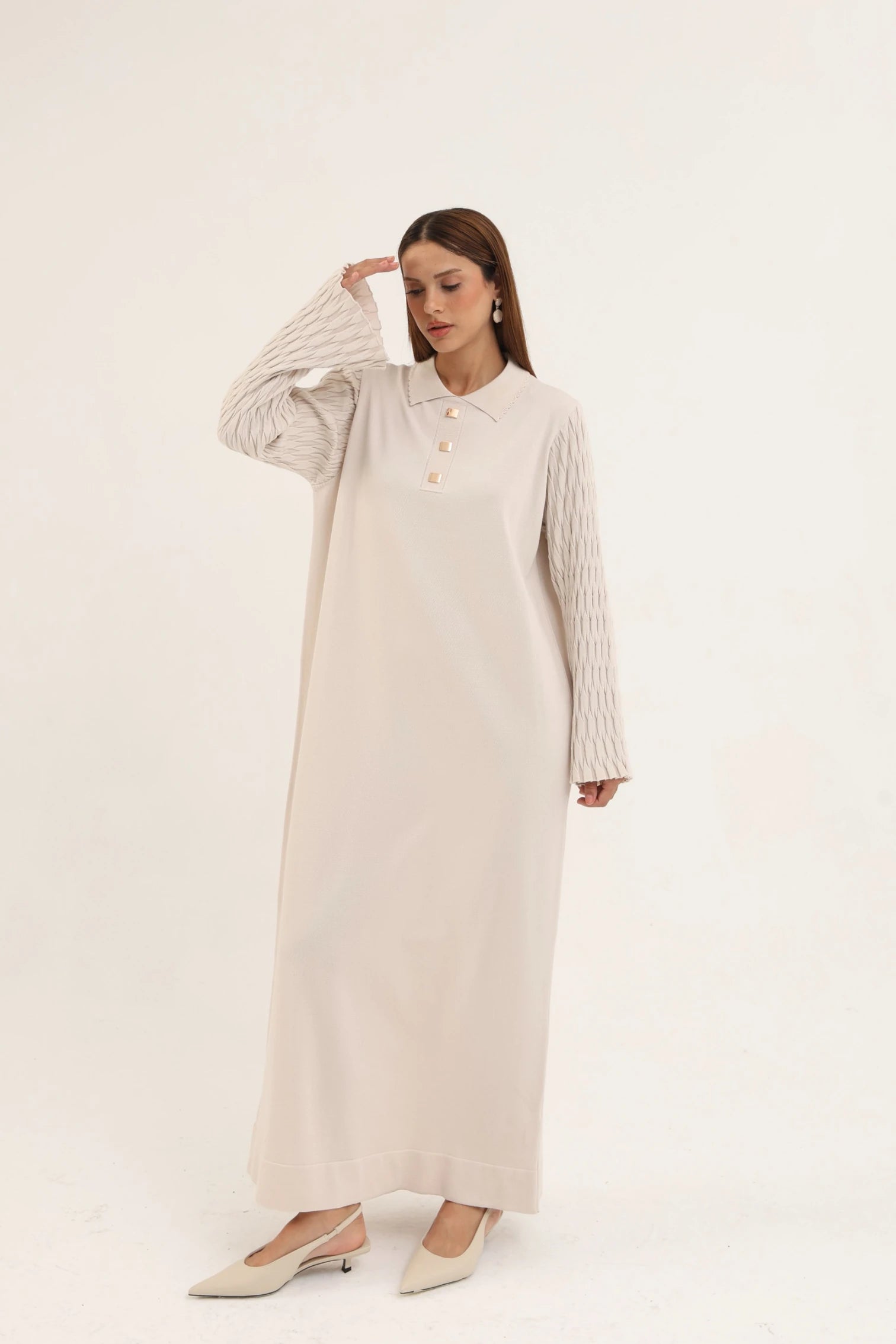 Örme Kol Polo Yaka Merserize Elbise