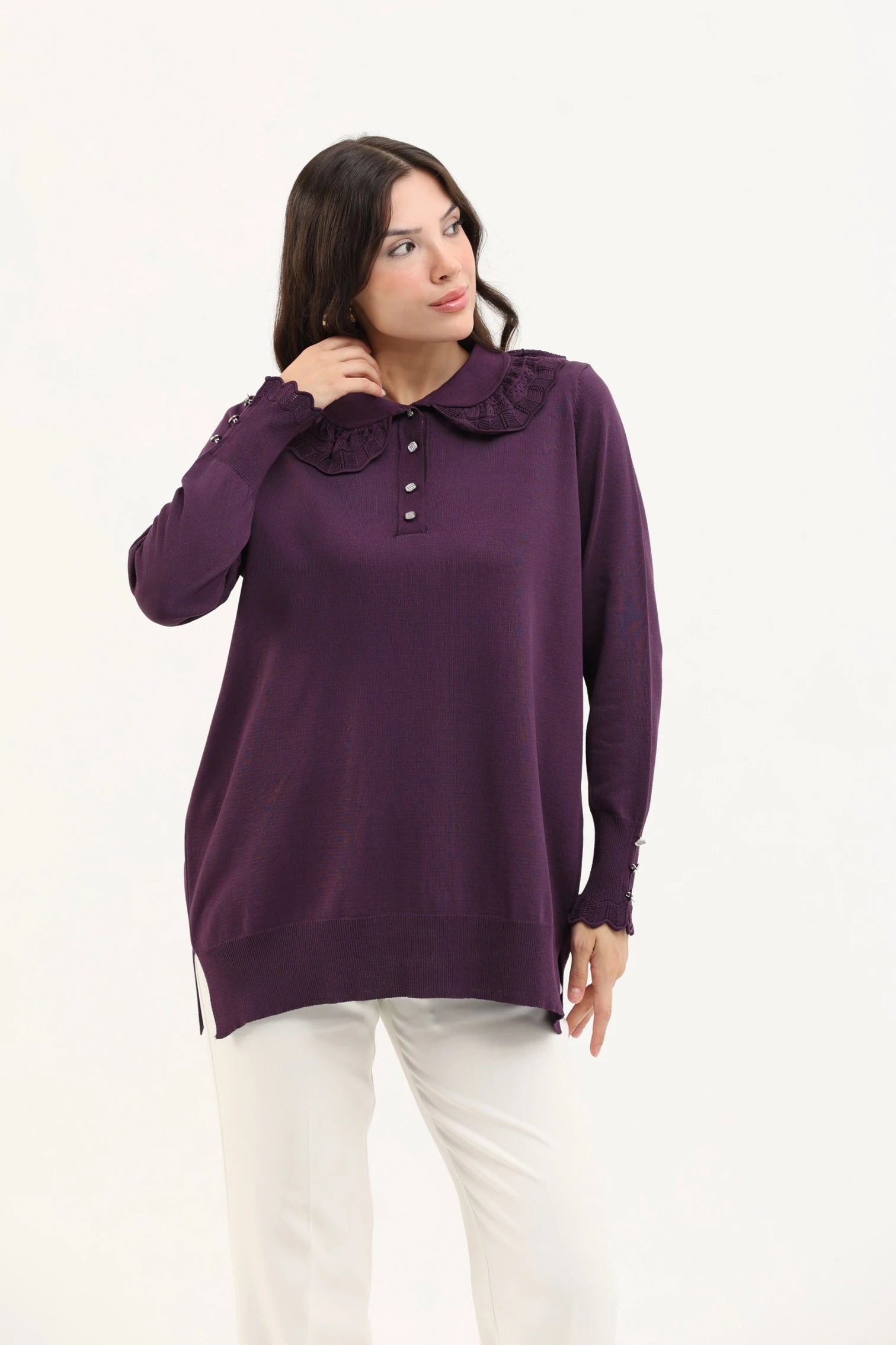 Dantel Yaka Merserize Tunik