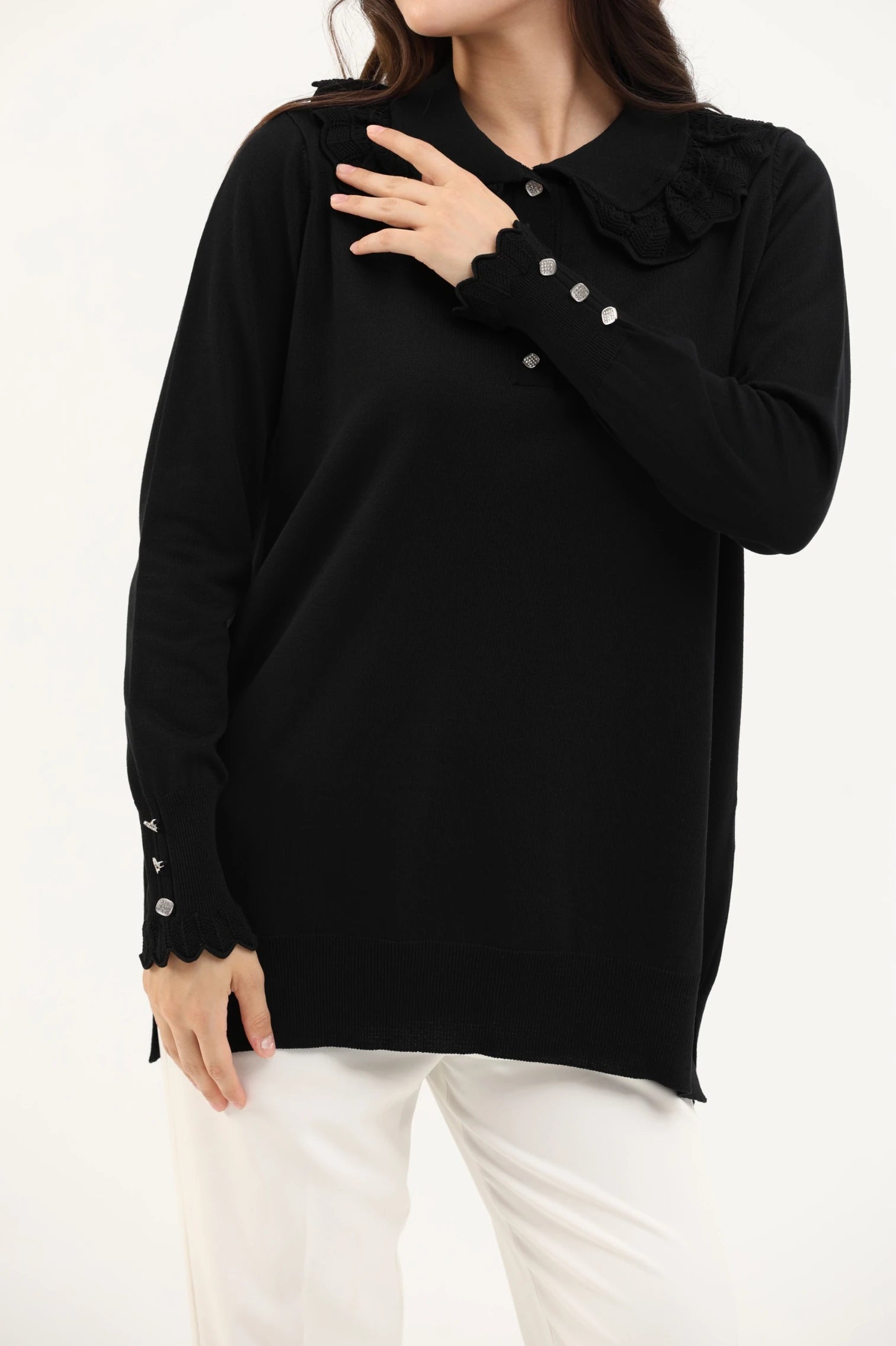 Dantel Yaka Merserize Tunik