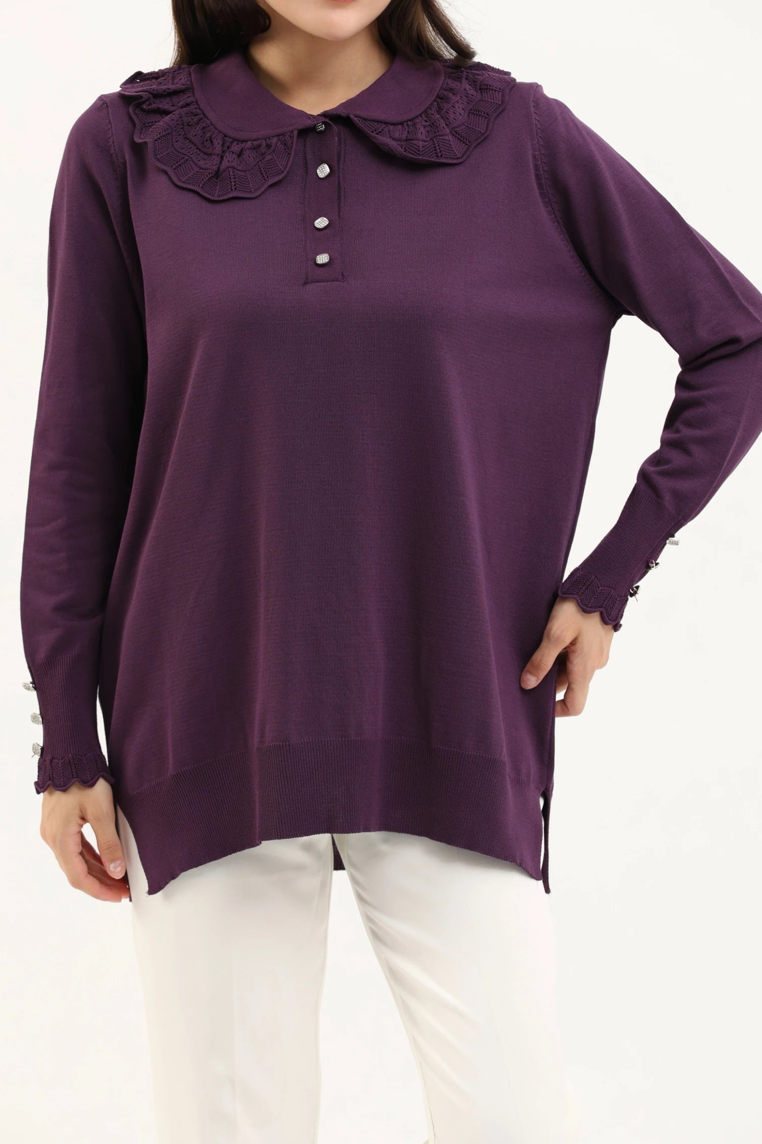 Dantel Yaka Merserize Tunik