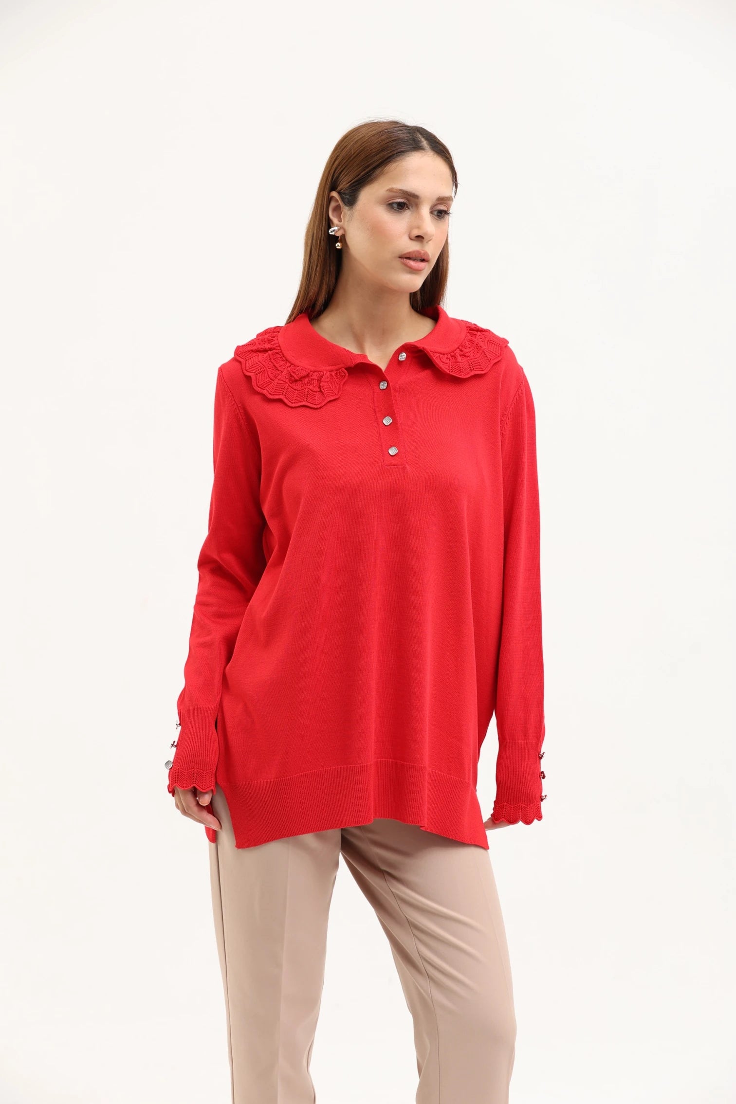 Dantel Yaka Merserize Tunik