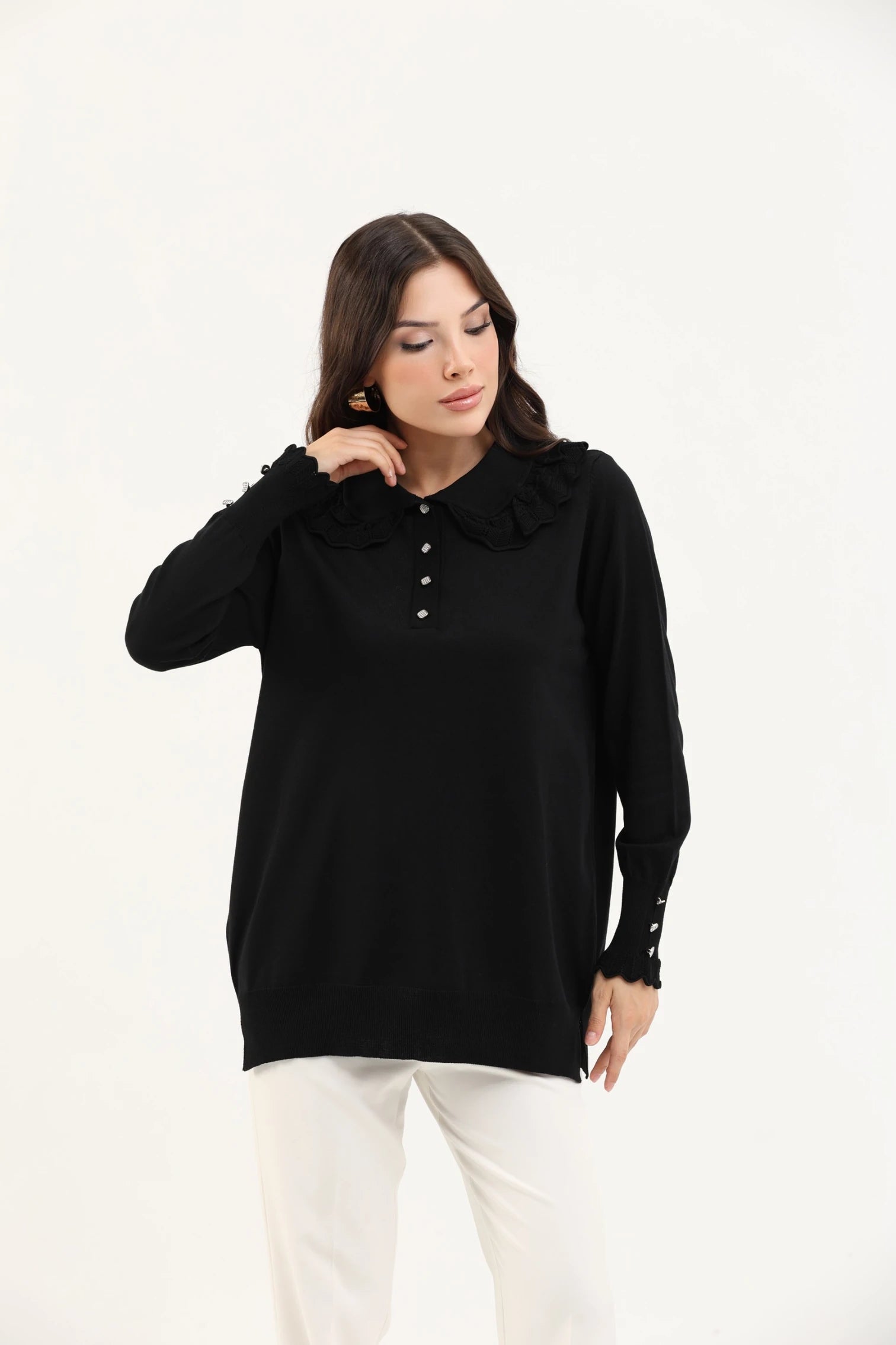 Dantel Yaka Merserize Tunik