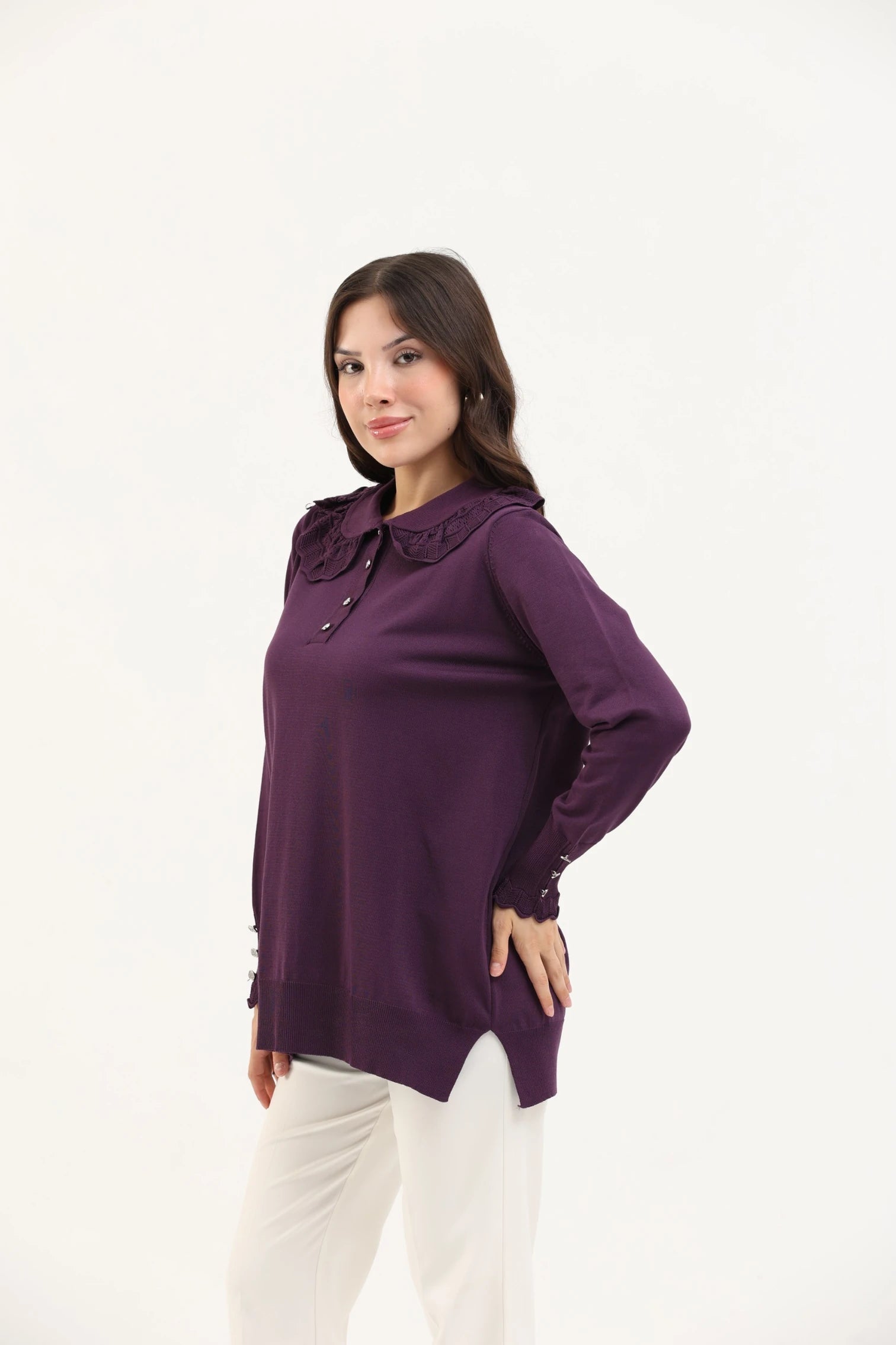 Dantel Yaka Merserize Tunik