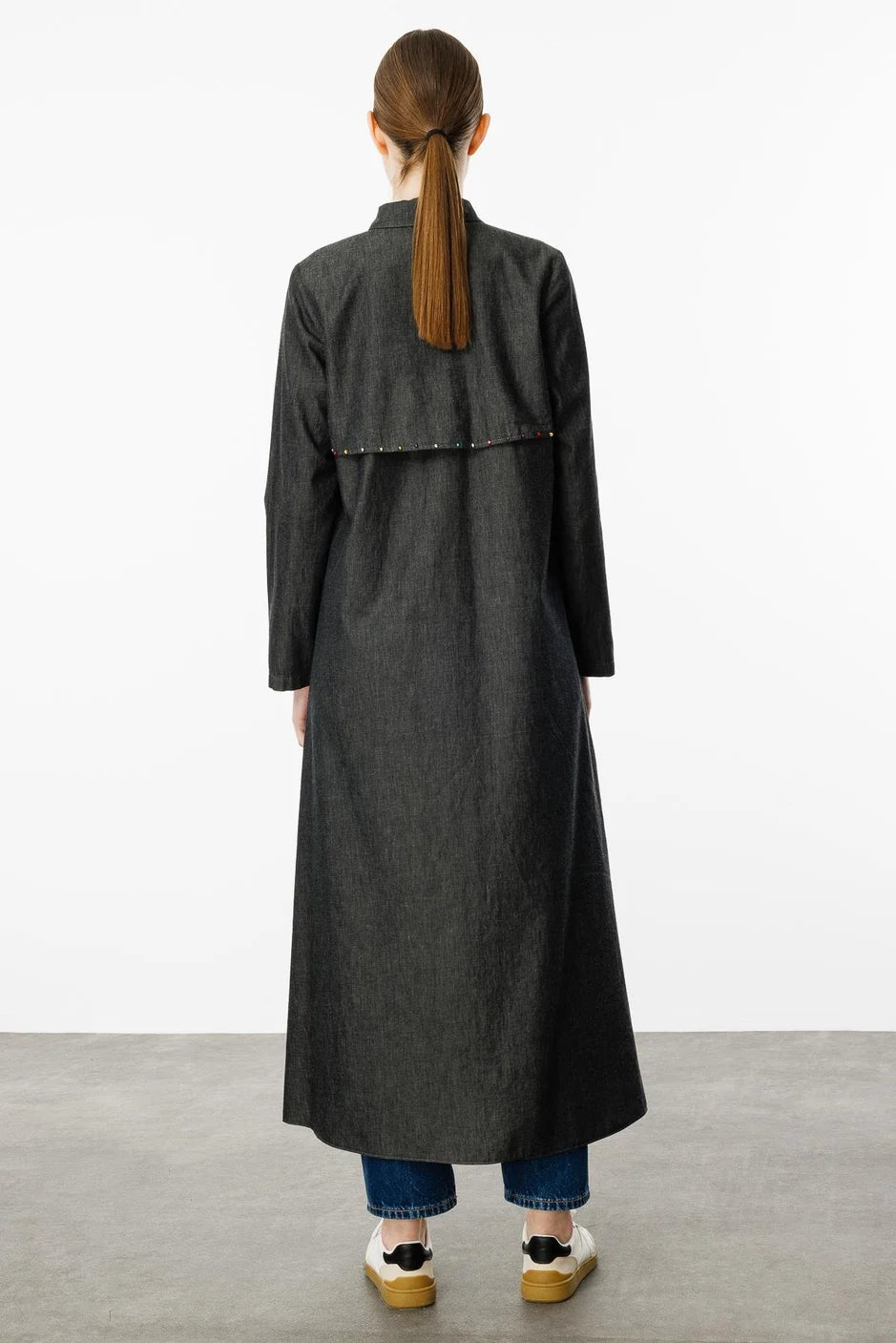 Renkli Boncuk İşleme %100 Pamuk İnce Spor Kap Ferace