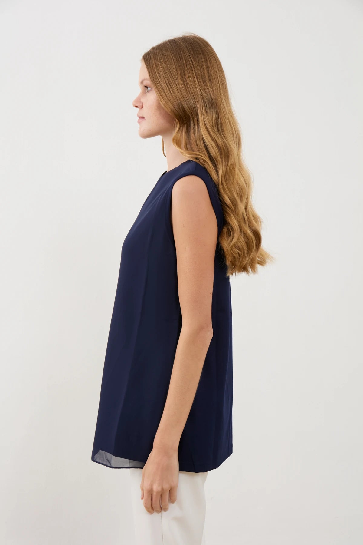 Sıfır Kol Önü Şifon Kısa İçlik